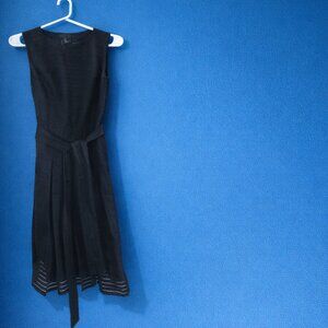 ​Tommy Hilfiger Black Textured Pleated A-Line Dress with Sash Belt Size 2